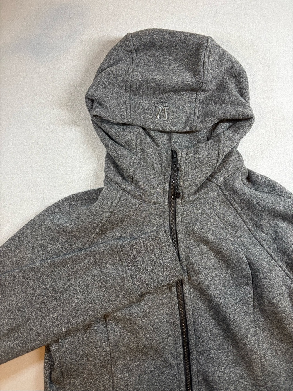 lululemon athletica Men’s Heather Gray Hooded Zip Scuba Jacket